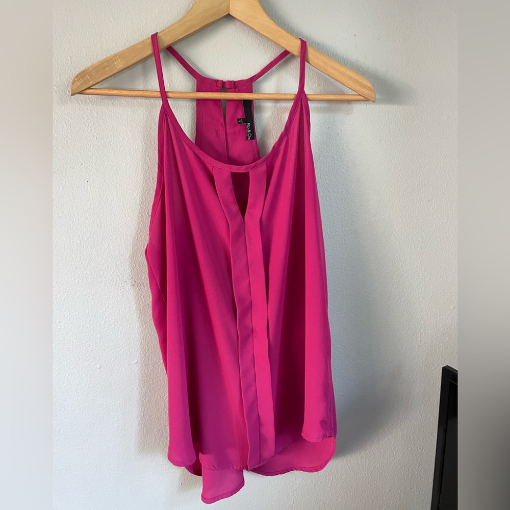 Ro & De hot pink halter blouse, small